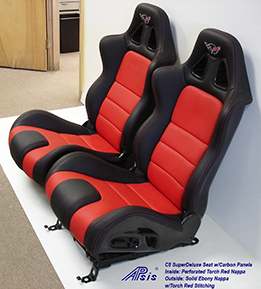 C5 SuperDeluxe Seat w-CF-ebony+torch red w-c5 logo-pair-side view-3b no flash- 261X289