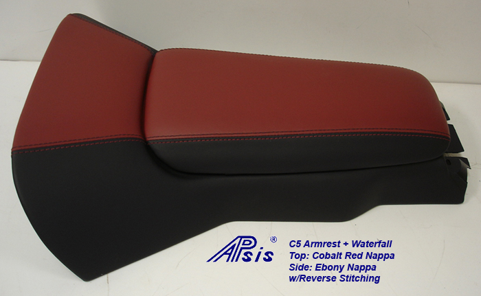 C5 Armrest+Waterfall-cobalt red+ebony w-reverse stitching-2