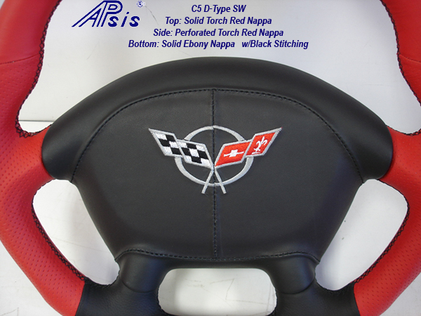 C5 D-Type SW-torch red + ebony w-airbag cover w-split logo-1-airbag only