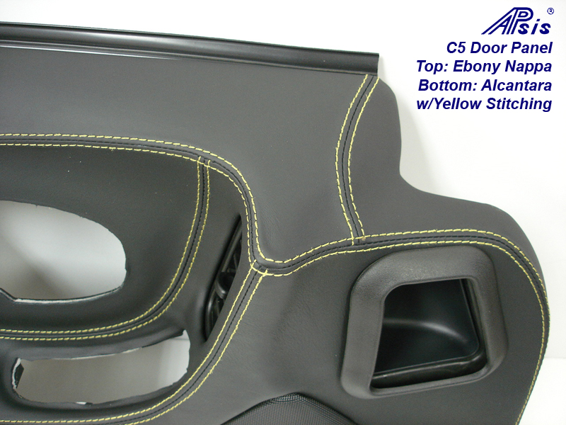 C5 Door Panel-ebony+alcantara w-yellow stitching-DF-close shot-1