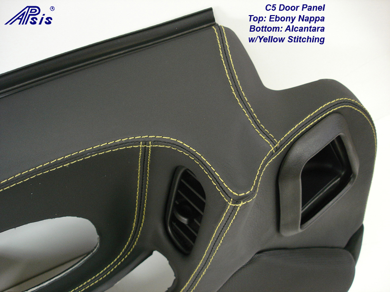 C5 Door Panel-ebony+alcantara w-yellow stitching-DF-close shot-4