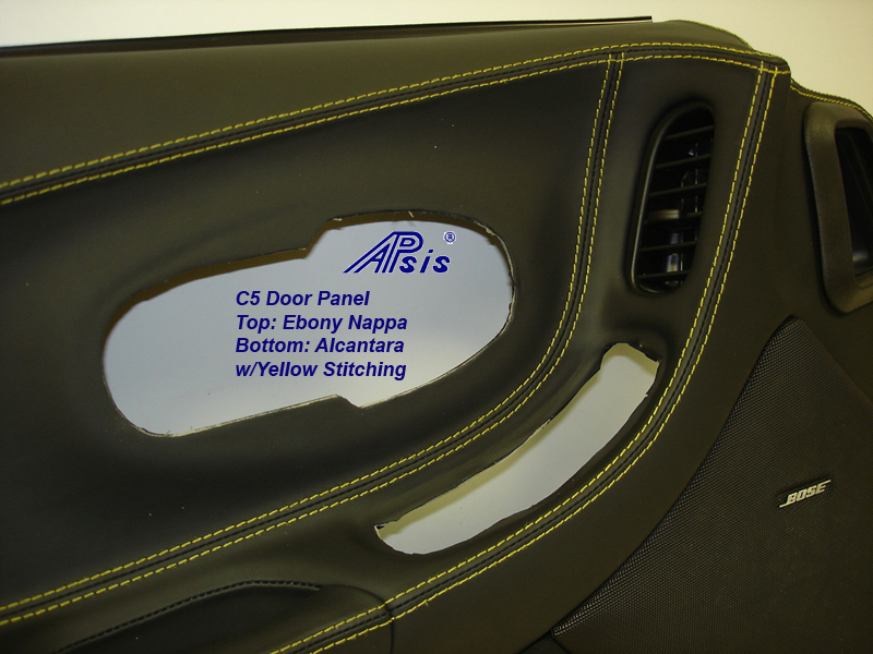 C5 Door Panel-ebony+alcantara w-yellow stitching-DF-close shot-5