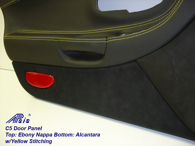 C5 Door Panel-ebony+alcantara w-yellow stitching-lower only-2