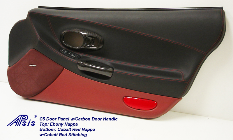 C5 Door Panel-ebony+cobalt red w-carbon door pull-pass-1