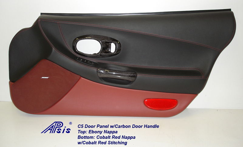 C5 Door Panel-ebony+cobalt red w-carbon door pull-pass-2