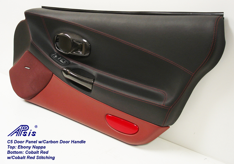 C5 Door Panel-ebony+cobalt red w-carbon door pull-pass-3