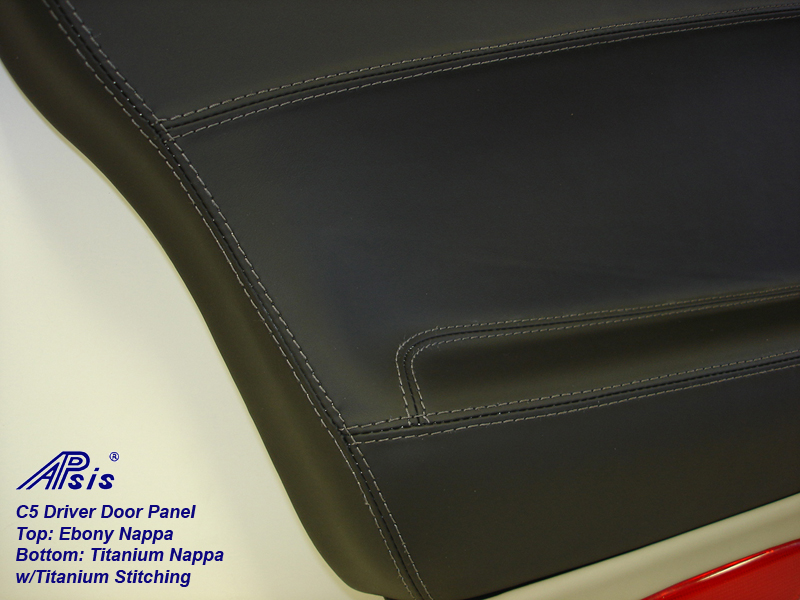 C5 Door Panel-ebony + titanium w-Ti stitching-close shot-7