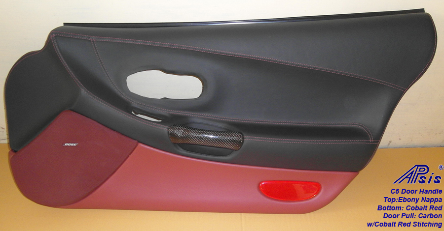 C5 Door Panel w-carbon door pull-ebony+cobalt red-pass-1