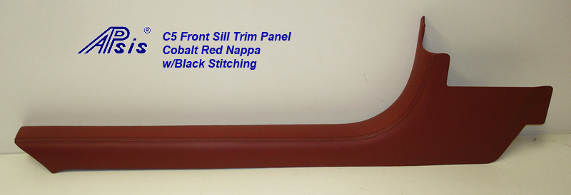 C5 Front Sill Trim-Cobalt Red Nappa w-black stitching-driver-individual-2