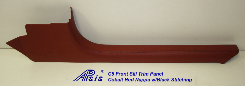 C5 Front Sill Trim-Cobalt Red Nappa w-black stitching-pass-individual-1