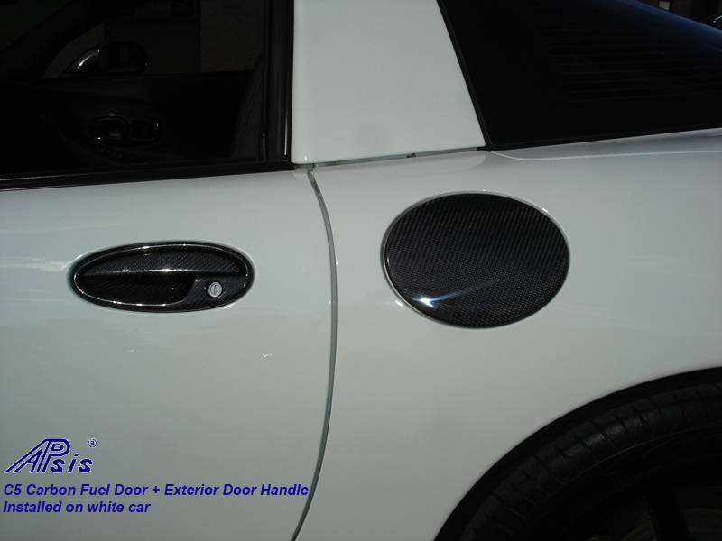 C5 Fuel Door+Door Handle-CF-installed on white car-4
