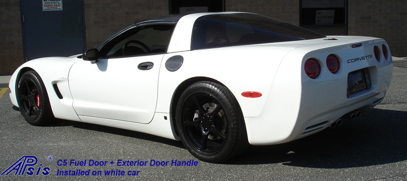 C5 Fuel Door+Door Handle-CF-installed on white car-5 full view