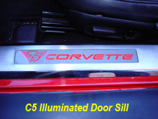 C5 Illuminated Door Sill w-red light-installed-screen only-1 225