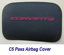 C5 Pass Airbag Cover-ebony w-cobalt red lettering-1-215