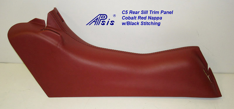 C5 Rear Sill Trim-cobalt red w-black stitching-individual-1