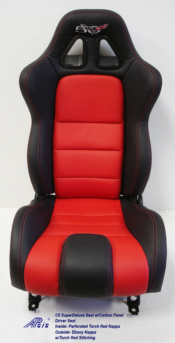 C5 SuperDeluxe Seat w-CF-ebony+perf torch red-driver only-straight-1