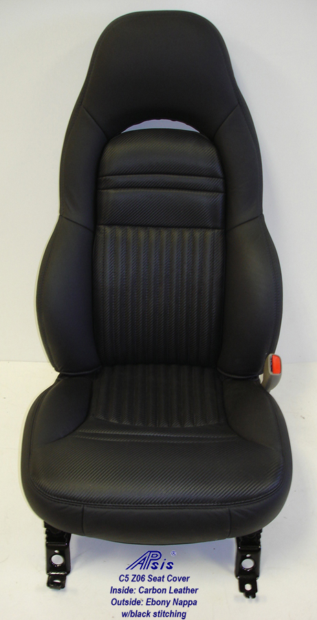 C5 Z06 Seat Cover w-half carbon leather half nappa w-blk stitching-1