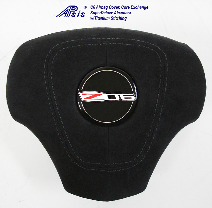 C6 Airbag Cover-core exchange-SA w-titanium stitching w-z06 logo-2-done