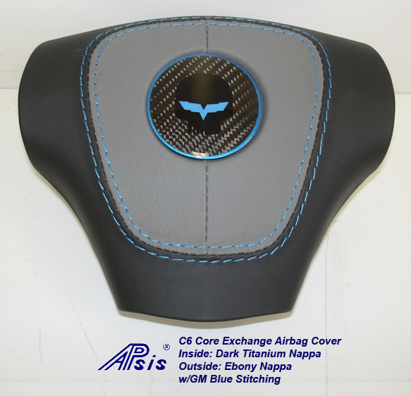 C6 Airbag Cover-dark titanium+ebony w-gm blue stitching w-blue jake-1