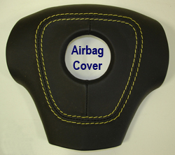 C6 Airbag Cover-ebony w-yellow stitching -250