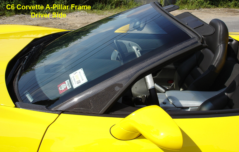 C6 Black CF-A-Pillar Frame-Driver Side-installed-best