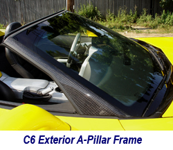 C6 Black CF-A-Pillar Frame-Pass Side-installed-best