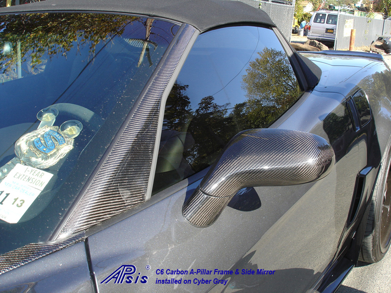 C6 Carbon A-Pillar Frame + Side Mirror installed on CG-1