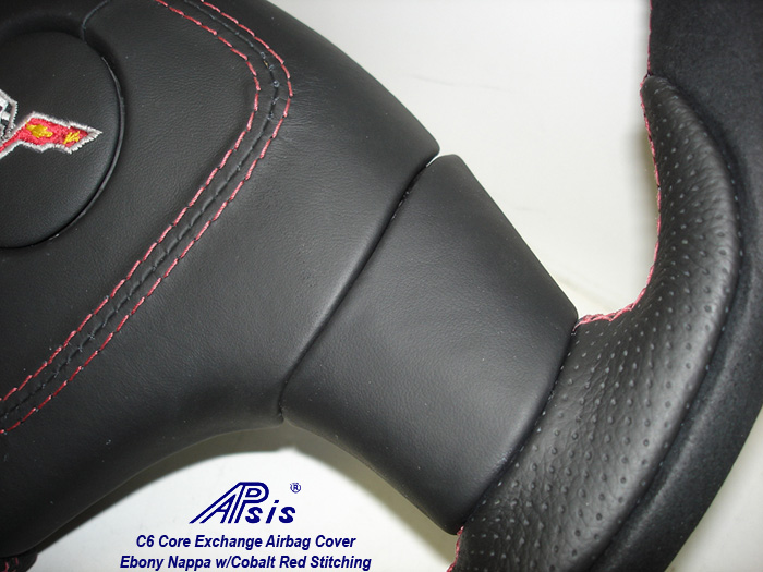 C6 Core Exchange Airbag Cover-ebony w-cobalt red stitching-show the edge-1