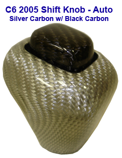 C6 Corvette Black CF-SK-AT 2005 -whole knob in carbon-250 Silver Base w- Black Top