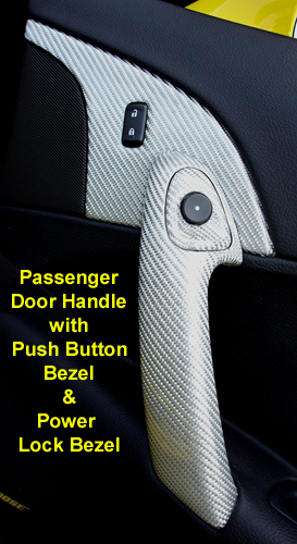 C6 Corvette Silver CF-Pass Door Handle w-Power Lock Bezel & Push Button Bezel-300