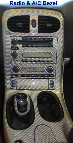 C6 Corvette Silver CF-Radio & AC Bezel