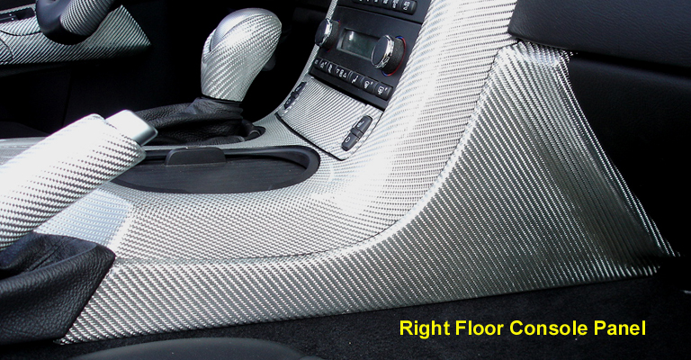 C6 Corvette Silver CF-Right Floor Console Panel-768