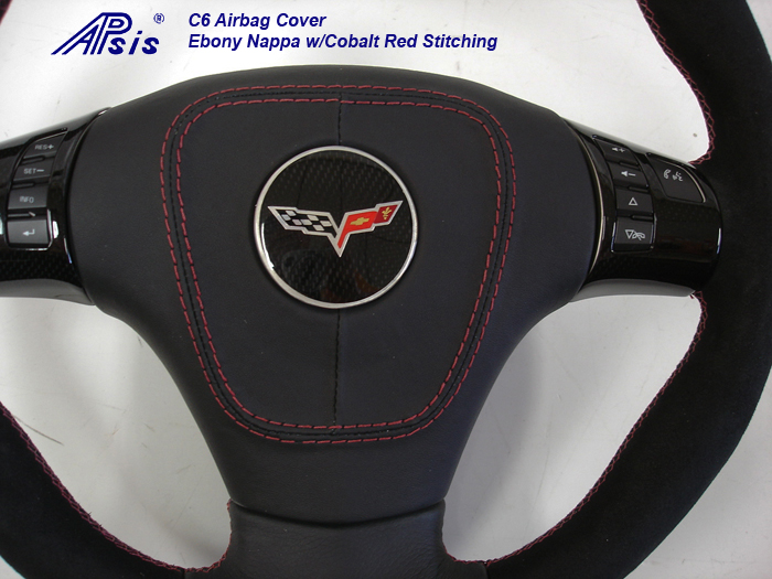 C6 D-SPORT ebony + alcantara w-cobalt red stitching-close shot-3