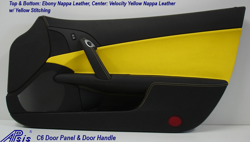 C6 Door Panel - Ebony on Top VY in the Center w-Yellow Stitching