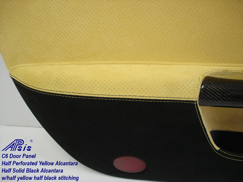 C6 Door Panel-perf yellow alcan + solid black alcan w-yellow stitching-close shot-4