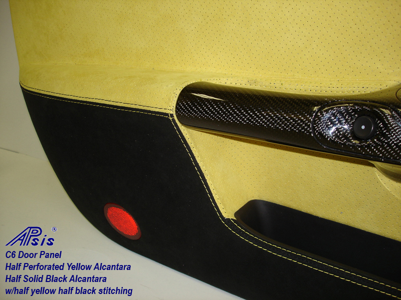 C6 Door Panel-perf yellow alcan + solid black alcan w-yellow stitching-close shot-5