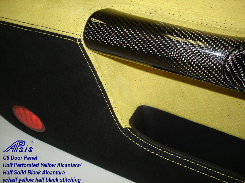 C6 Door Panel-perf yellow alcan + solid black alcan w-yellow stitching-close shot-8
