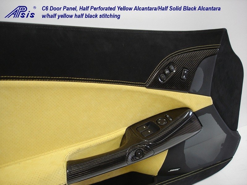 C6 Door Panel-perf yellow alcan + solid black alcan w-yellow stitching-close shot-9