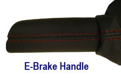 C6 E-Brake Handle in Nappa w- red stitching 250