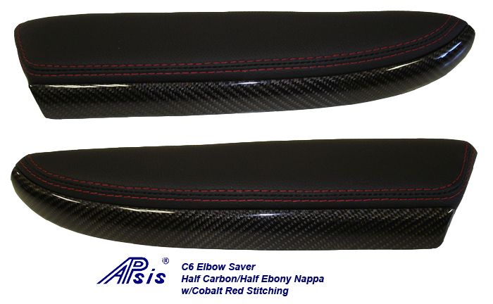 C6 Elbow Saver-CF+Ebony w-cobalt red stitching-pair-1