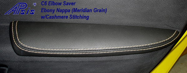 C6 Elbow Saver-ebony w-cashmere stitching-installed-1-crop