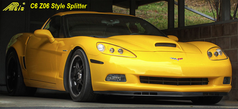 C6 Front Splitter -Z06 Style Side Front View 05-UP - 800 - on Yellow C6 -1