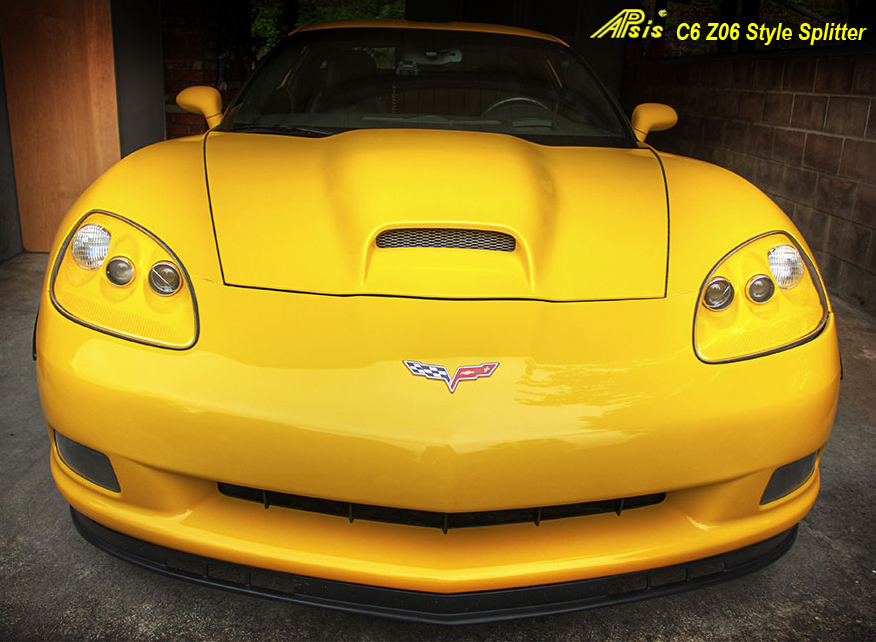 C6 Front Splitter -Z06 Style Side Front View 05-UP - 800 - on Yellow C6 -2