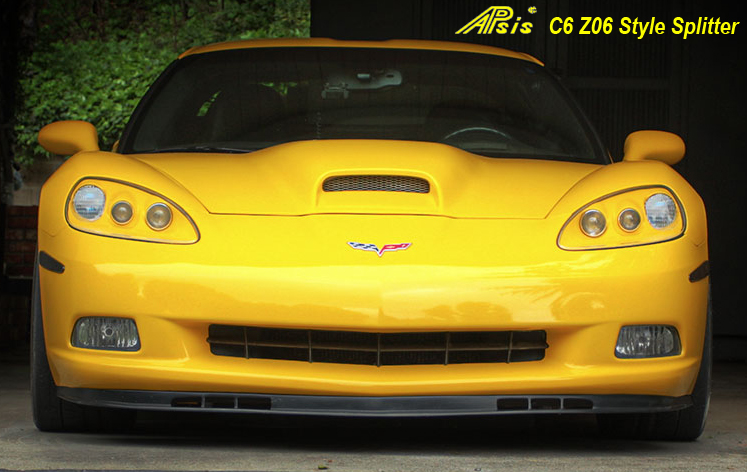 C6 Front Splitter -Z06 Style Side Front View 05-UP - 800 - on Yellow C6