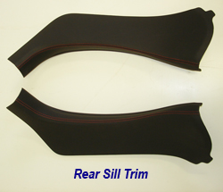 C6 Rear Sill Trim-ebony w-vr stitching-individual-3 pair