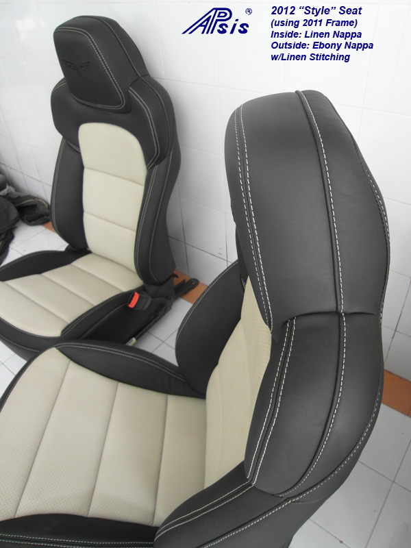C6 Seat Cover 2012-ebony+linen-pair-side view-1