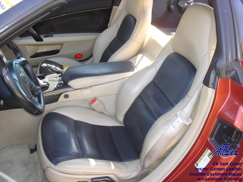C6 Seat Cover-carbon leather+cashmere w-cash stitching-1