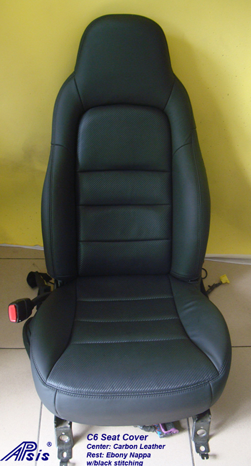 C6 Seat Cover w-carbon leather w-black stitching-2
