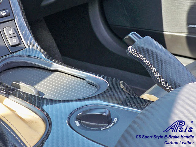 C6 Sport E-Brake Handle-carbon leather w-ferrari tan stitching-1