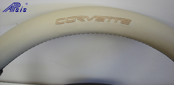 C6 Sport SW-ebony + linen w-corvette lettering w-linen stitching-close shot-1